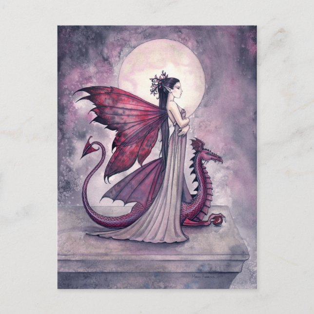 Crimson Twilight Fairy Dragon Postcard Postkarte (Vorderseite)