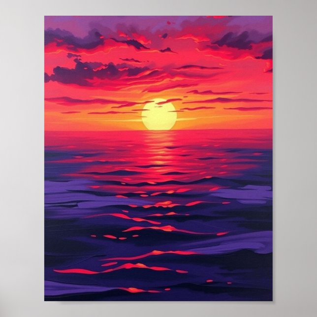"Crimson Twilight Serenity" - Original Digitale Pa Poster (Vorne)