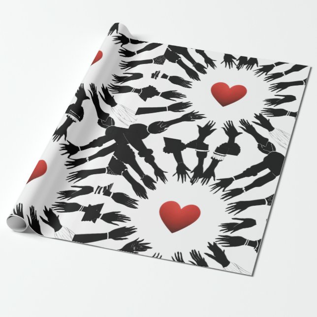 Crimson Unity: 🫳 Black Red ♥️ Design" Geschenkpapier (Ungerollt)
