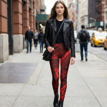 Crimson Vortex Marmor-Leggings: Kräftiges Rot und