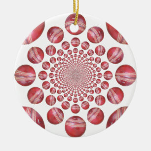 Crimson Vortex: Schöne Kunst im Roten Cricket-Ball Keramik Ornament
