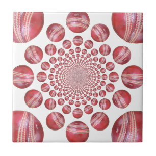 Crimson Vortex: Schöne rote Cricketball-Kunst Fliese