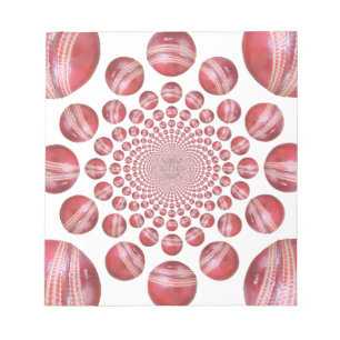 Crimson Vortex: Schöne rote Cricketball-Kunst Notizblock