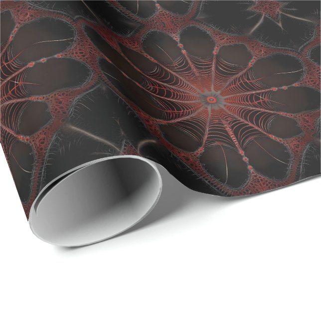 Crimson Web: Fraktal-Tanz mit der Redback Spider Geschenkpapier (Rolleneckpunkt)
