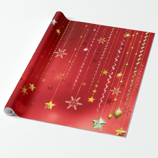 Crimson Weihnachts-Feier Zeitwrapping Papier Geschenkpapier (Ungerollt)