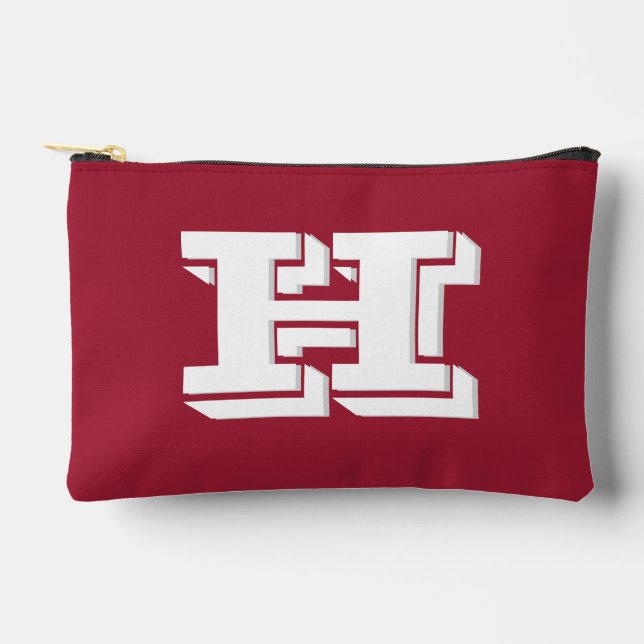 Crimson White School Varsity Letter Block Monogram Zubehörtasche (Vorderseite)