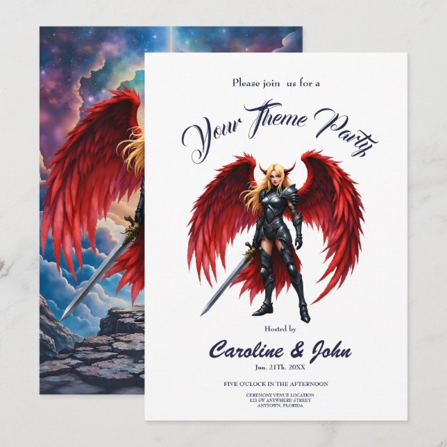 Crimson Wing – Gefallene Engel-Kriegerin. Einladung (Vorne/Hinten)