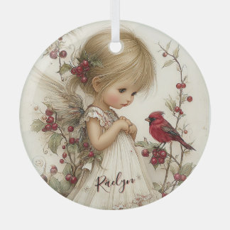 Crimson Wings and Winter Wishes Ornament Aus Glas