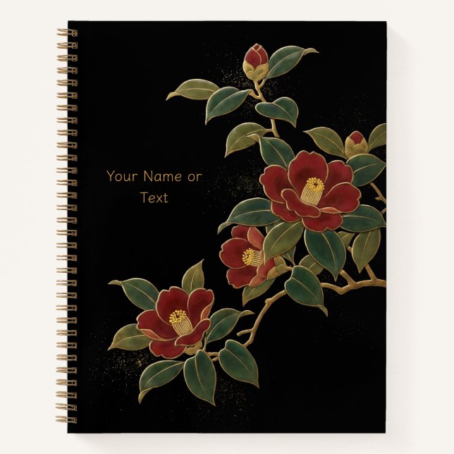 Crimson Winter: The Maki-e Style Tsubaki & Gold Notizbuch (Vorderseite)