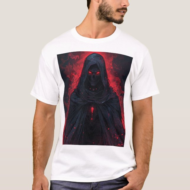 Crimson Wraith – Dunkler gotischer Sensenmann Fant T-Shirt (Vorderseite)