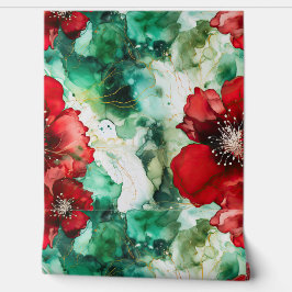 Crimson Yuletide Blooms Botanical Tapete