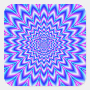 Crinkle Cut Puls in Blau Rosa und Weiß Quadratischer Aufkleber