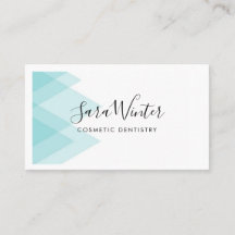 Crisp Blue Geometric und Script Business Card