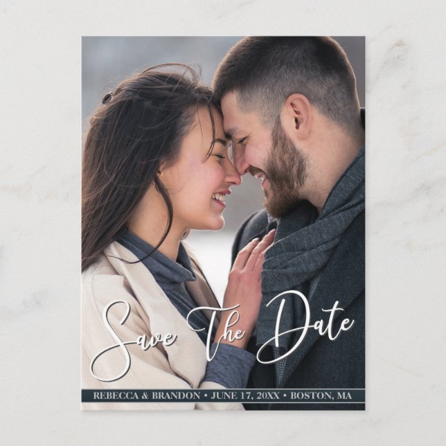 Crisp Modern & stilvoll | Save The Date Postkarte (Vorderseite)