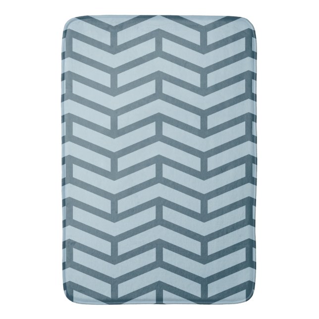 Crisp Sharp Gegen Pfeile Zickzack zwei Tone-Blues Badematte (Vorderseite Vertikal)