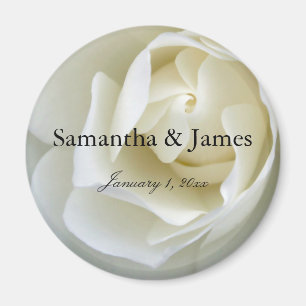 Crisp White Rose Magnet