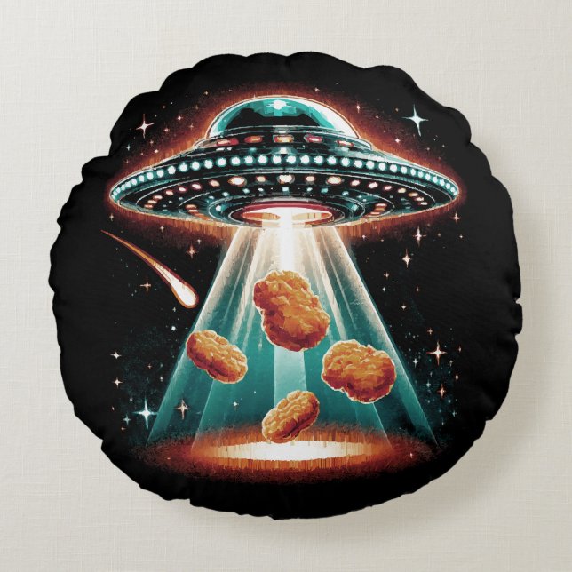 Crispy Chicken Nugget Rundes Kissen (Vorderseite)