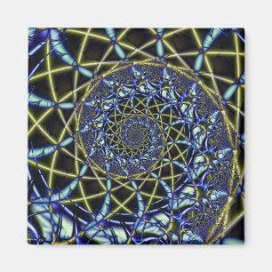 Criss Cross Gelbe und blaue Fraktale Art Magnet