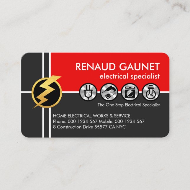 Crisscross Electrical Lines Electrical Visitenkarte (Vorderseite)