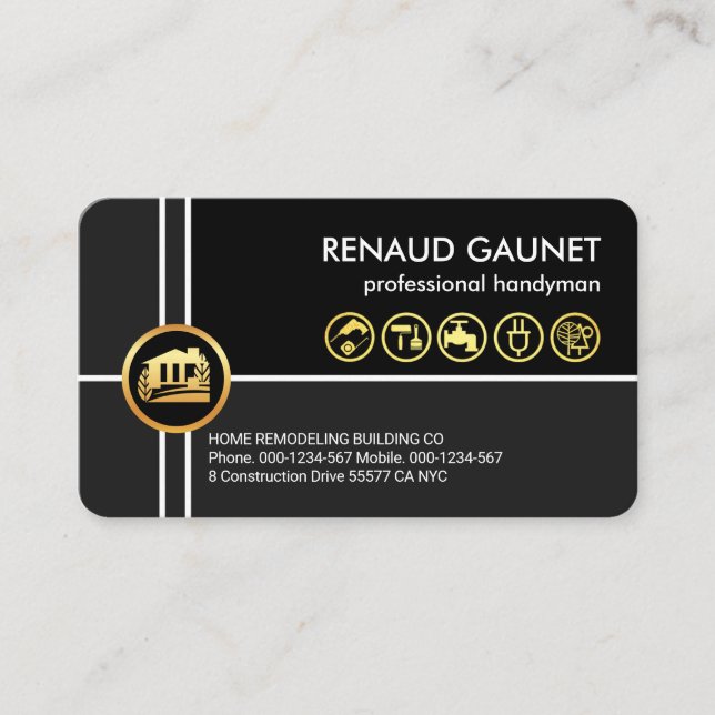 Crisscross Lines Zuhause Reparatur Handyman Visitenkarte (Vorderseite)