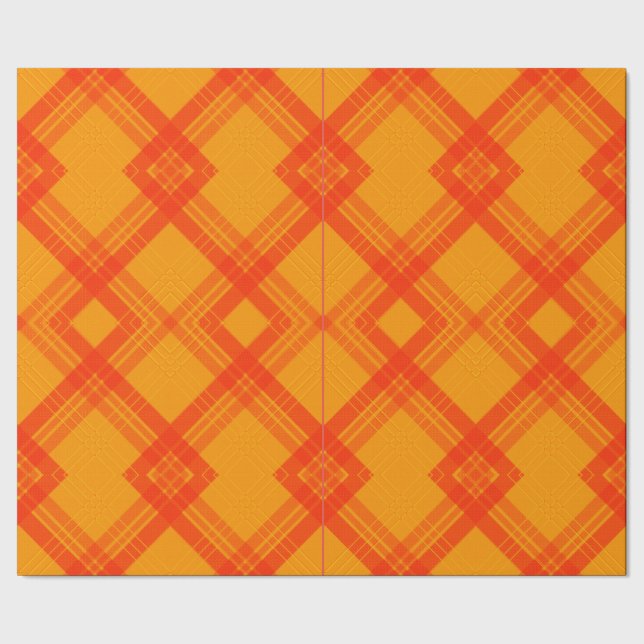 Crisscrossed Happy Red & Yellow/Orange Karos Geschenkpapier (Saum)