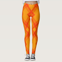 Crisscrossed Happy Red & Yellow/Orange Karos Leggings