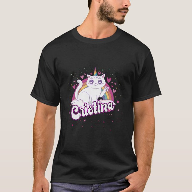 Cristina Adorable Name With Beautiful Caticorn T-Shirt (Vorderseite)