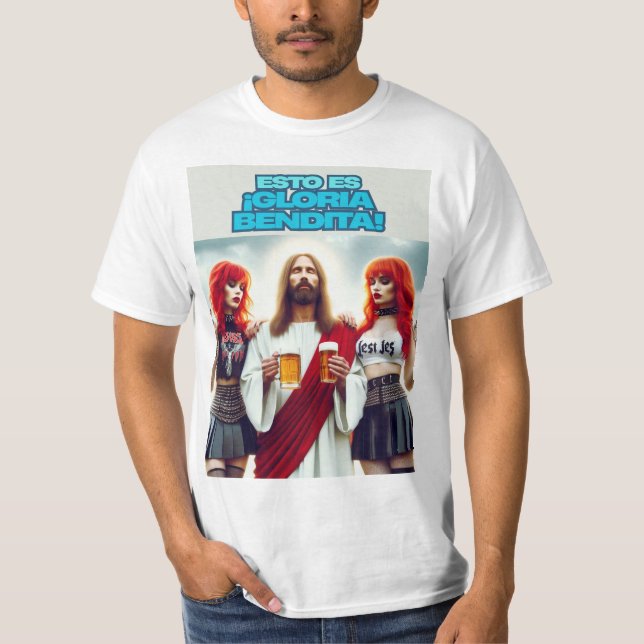 Cristo disfrutando con amigas metaleras T-Shirt (Vorderseite)