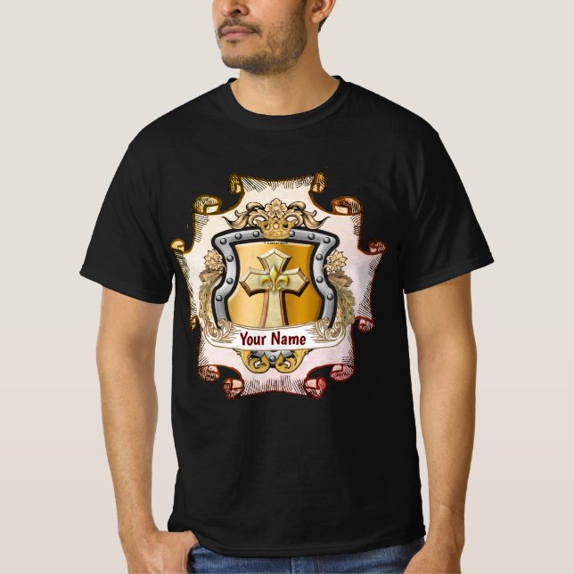 Cristos Cross Shield Surname T-Shirt (Vorderseite)