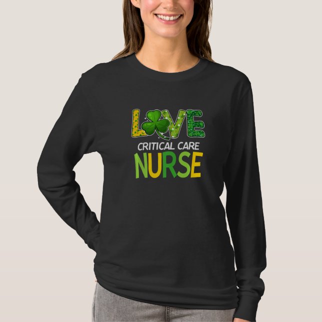Critical Care Krankenpflege St Patricks Day Liebe  T-Shirt (Vorderseite)