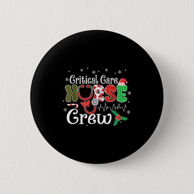 Critical Care Nurse Crew Stethoscope Santa Hat Chr Button (Vorderseite)