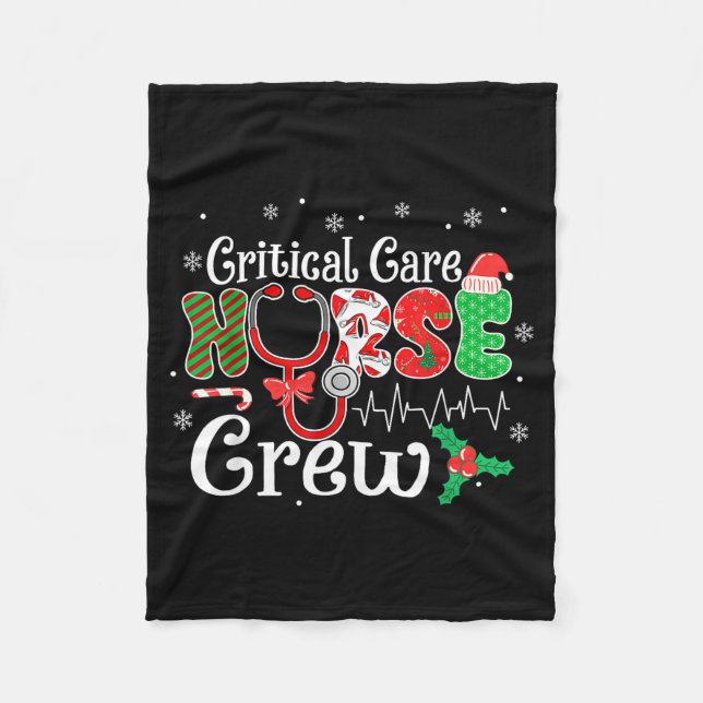 Critical Care Nurse Crew Stethoscope Santa Hat Chr Fleecedecke (Vorderseite)