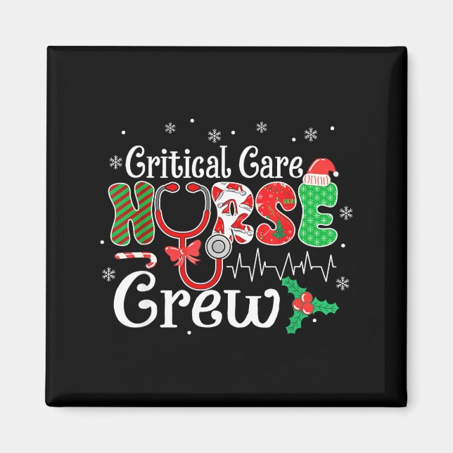 Critical Care Nurse Crew Stethoscope Santa Hat Chr Magnet (Vorne)