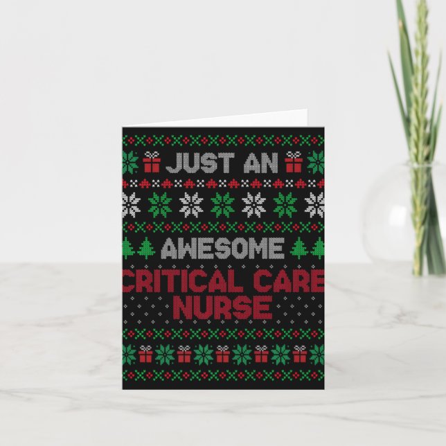 Critical Care Nurse Critical Care Nurse Ugly Xmas  Karte (Vorderseite)