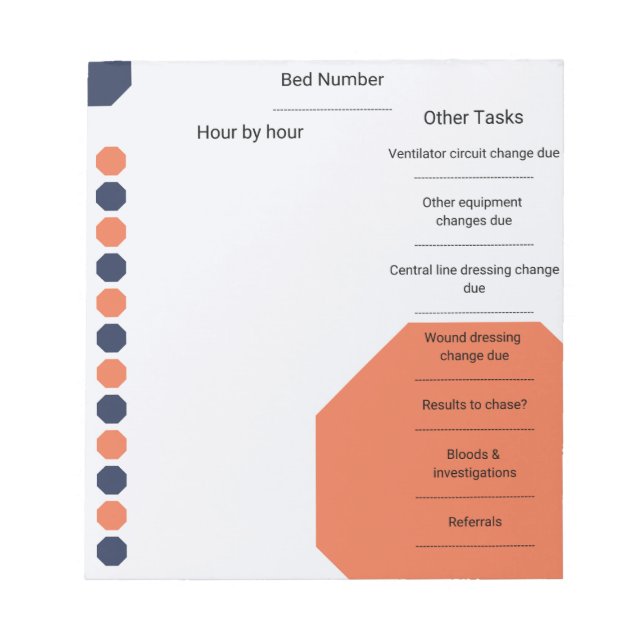 Critical Care Pflege Krankenwagen Umschalt Planer  Notizblock (Vorderseite)
