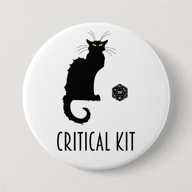 Critical Kit Funny Cat D20 RPG Tabletop Gaming Button (Vorderseite)