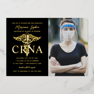 CRNA-Abschlussfoto in Gold Folieneinladung