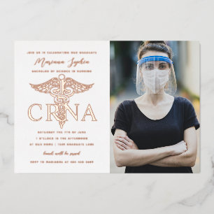 CRNA-Abschlussfoto in Gold Folieneinladung