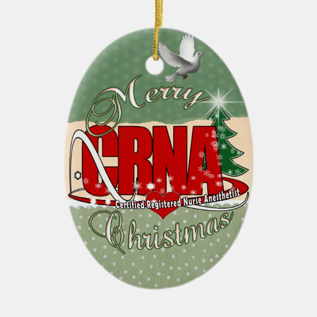 CRNA FROHE WEIHNACHTEN KrankenschwesterAnesthetist Keramik Ornament (Vorne)