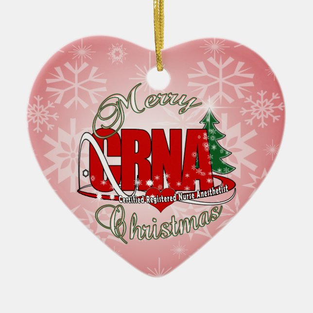 CRNA MERRY CHRISTMAS Nurse Anästhesist Keramik Ornament (Vorne)