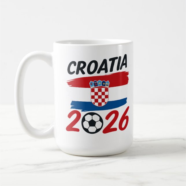 Croatia 2026 Soccer Fan Design Flag Colors Kaffeetasse (Links)