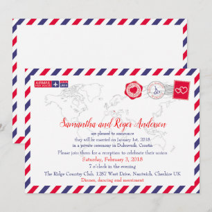 Croatia Air Mail Post Wedding Card Einladung