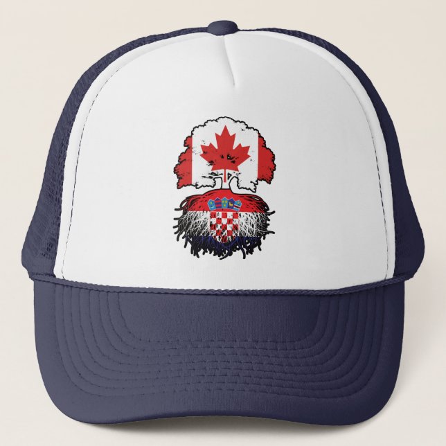 Croatia Croatian Canadian Canada Tree Roots Flag Truckerkappe (Vorderseite)