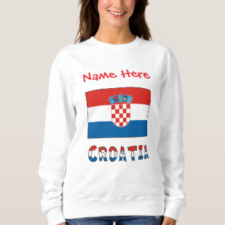 Croatia Croatian Flag Red Personalized Name Women  Sweatshirt