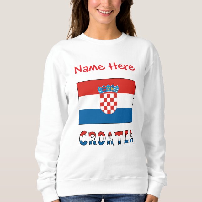 Croatia Croatian Flag Red Personalized Name Women  Sweatshirt (Vorderseite)