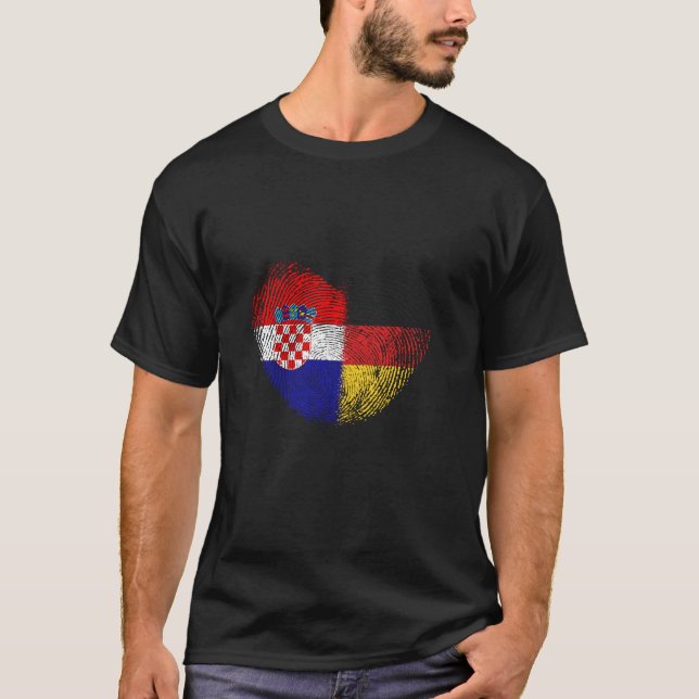 Croatia Fingerprint for proud German-Croatians T-Shirt (Vorderseite)