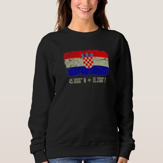 Croatia Flag Coordinates Men Women Croatian Herita Sweatshirt (Vorderseite)