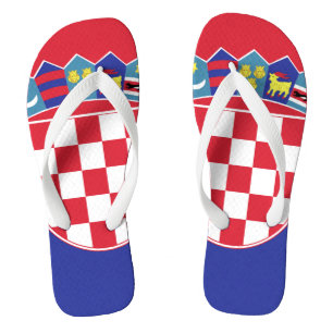 Croatia Flag Emblem Flip Flops