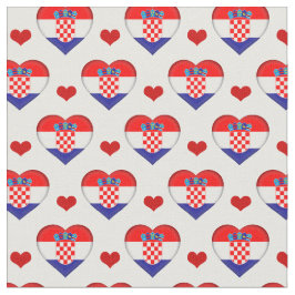 Croatia Flag & Red Heart mode Fabric / Kroatien Stoff