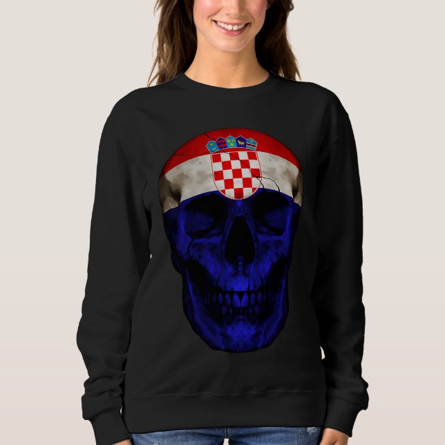 Croatia Flag Skull Croatian Roots Proud Patriotic Sweatshirt (Vorderseite)